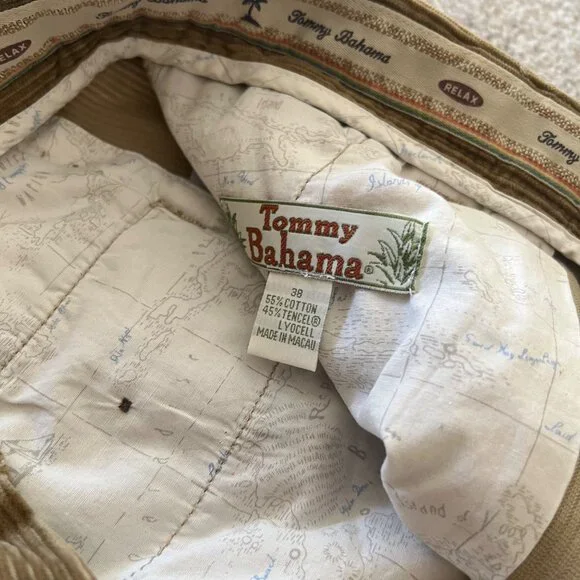 Tommy Bahama Corduroy Relaxed Fit Cotton Tan Beige Pants Size 38 - Picture 2 of 8